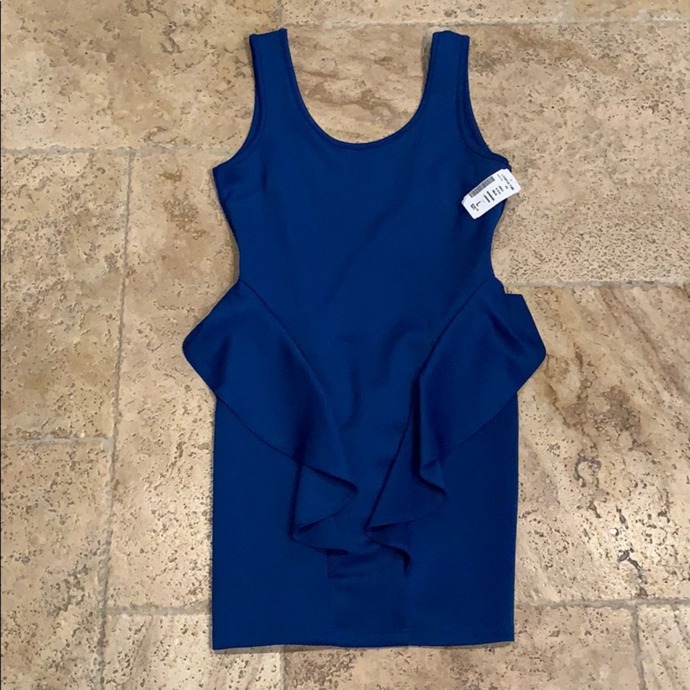 Blue fitted mini dress